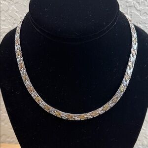 Elegant Two-Tone Necklace sterling 925 Italy
